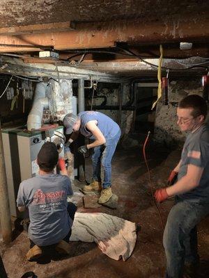 Our men hard at work installing a brand new boiler for another one of our valued customers. This was done by our main service Tech Jeff.