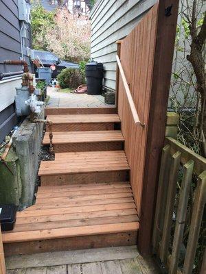 Stair set and privacy wall in West Seattle