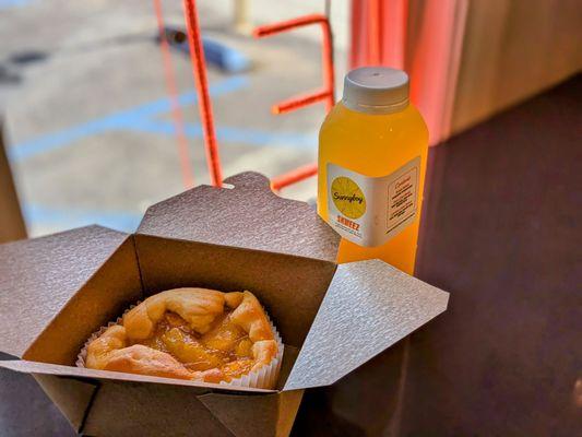 Peach Cobbler and Orange Juice