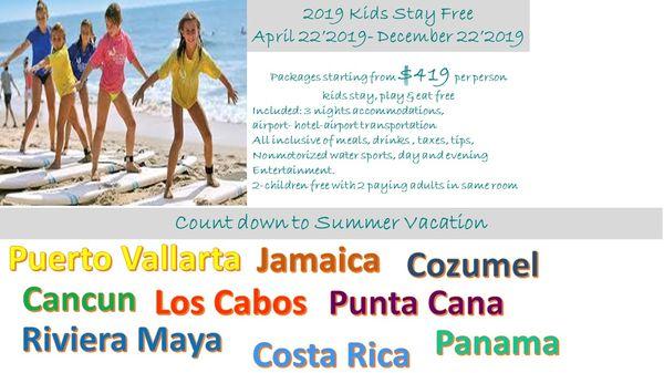 Now is the time to book your summer vacation!  Kids stay Free Campaigns are now on sale...