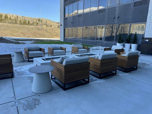 Outdoor sitting area and firepits