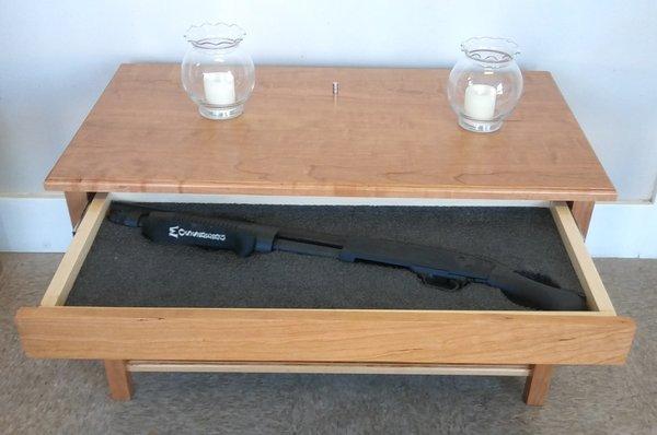 Cherry coffee table with hidden drawer