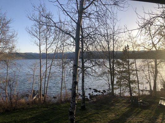 Sunrise off the back deck of cabin