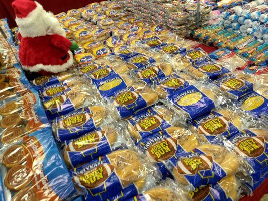 Honey buns and pecan pastries.