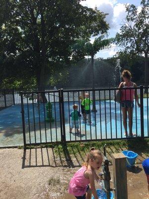 kid's splash pad area