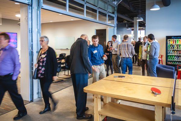 We love our flexible training room space and custom ping pong tables!