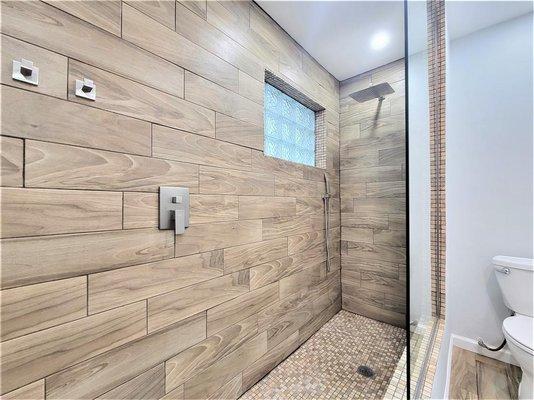 New Walk-in Shower.  Custom Tile Work