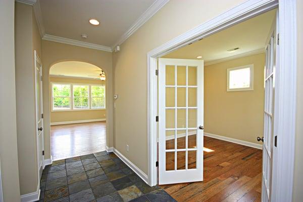 Upgraded 5-Inch Distressed Hardwoods and Slate Foyer