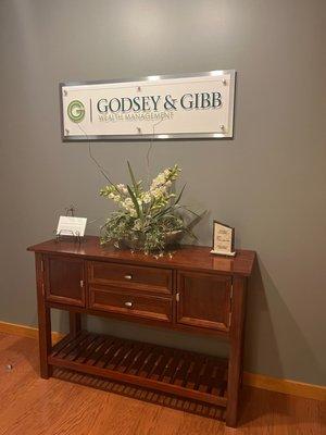 Godsey & Gibb Weatlth Management signage in main lobby