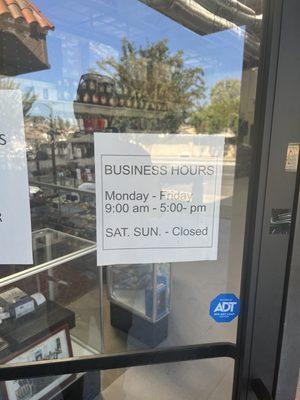 Made up business hours so you can waste your time driving there.