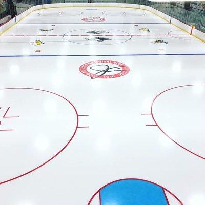 Freshly painted ice rink