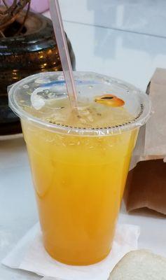 2018 Chinese New Year Snacks/Drinks Sold: $2 Freshly Squeezed OJ. Sweeter than your avg boba! Diluted it w/water for better tasting, yes!