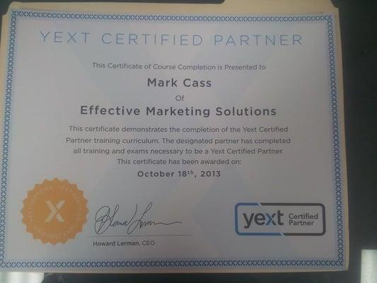 We are happy to now be associated with YEXT