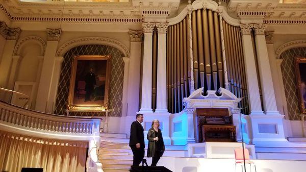 Adrien Finlay (Exec. Director Music Worcester) and Kathleen Gagne (Exec. Director Mechanics Hall)