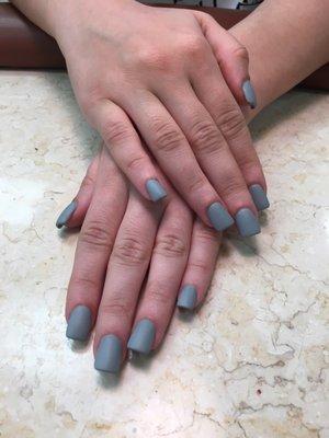 Grey matte acrylic nails