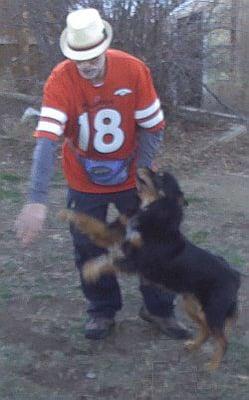 Uncle Bud with Shar Pei ' Australian Shepherd mix.