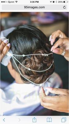 Wedding hair with custom head piece