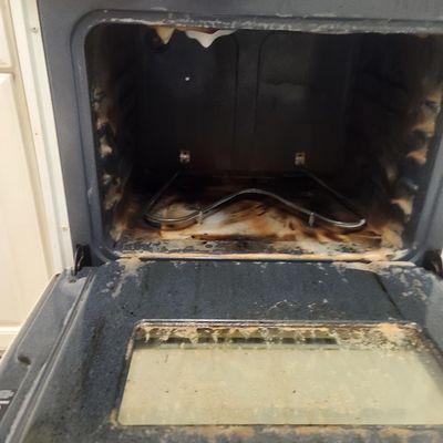 Inside oven before cleaning