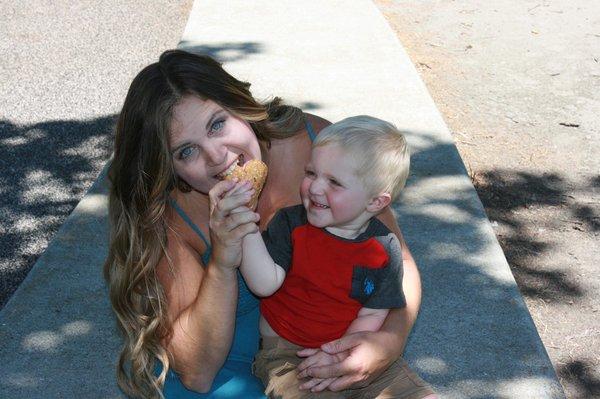 This little guy is fueled by Apricot Heart Thrives for his day at the park! Mom even needs a bite!