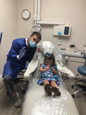 Who said going to the dentist was scary? Not this little girl!