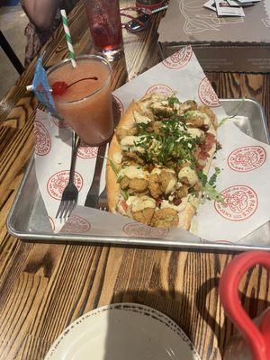 Shrimp Po boy and passionfruit slushie