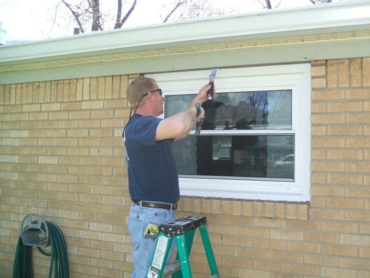 This is Off Duty Construction's owner, Mike Martin doing a replacement window job himself on the Northside of Indianapolis...