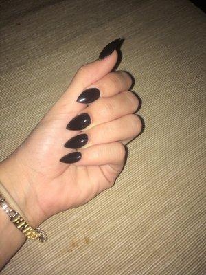 My short sharp stiletto nails that came out absolutely perfect