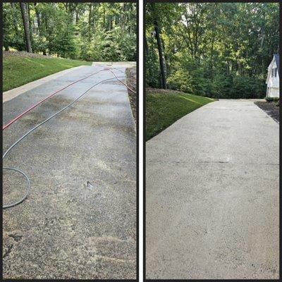 Before/After...what a difference pressure washing your driveway makes!