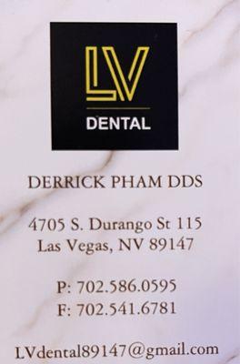 Dental office contact information.