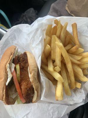 Fish sandwich and fries