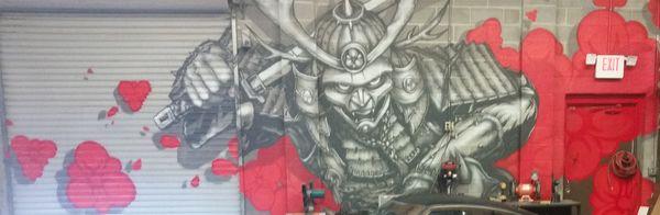 Mural painted inside garage.