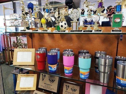 Traditional Trophies, Engravable Travel Cups,   & Engravable Picture Frames