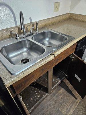 Water damage countertop