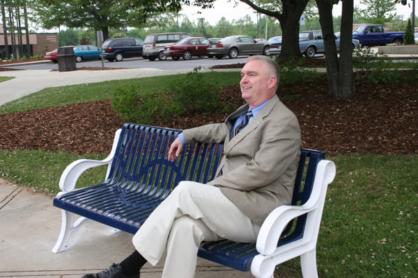 Dr. Shackleford enjoying our beautiful Asheboro campus.