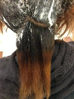 Single Process root touch up with a natural hair client