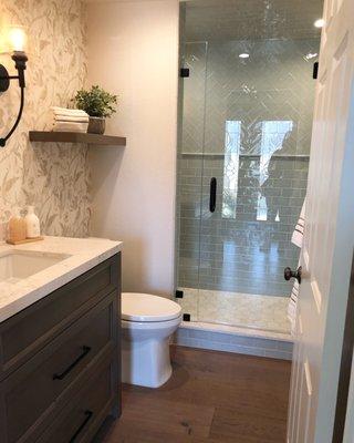 yorba linda laundry room converted into bathroom