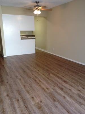 Plank flooring in select floor plans