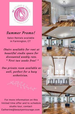 Summer Promo for studio rentals!