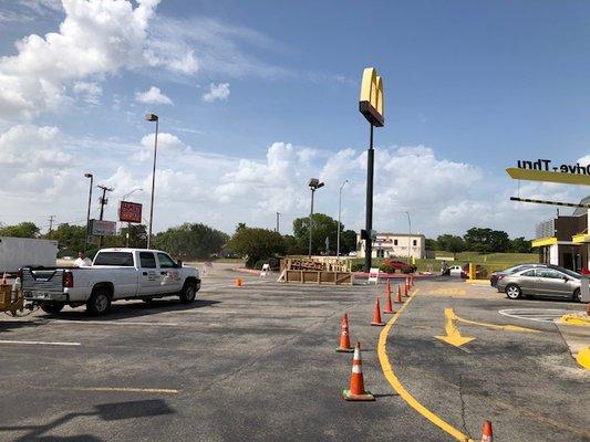 BEFORE: McDonalds, Elgin, TX- Asphalt Sealcoating, Parking Lot Striping