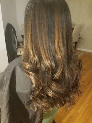 Weave with leave out in the front, with highlights