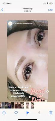 Brown tint and eyelash extension fill in. 12/2/2019