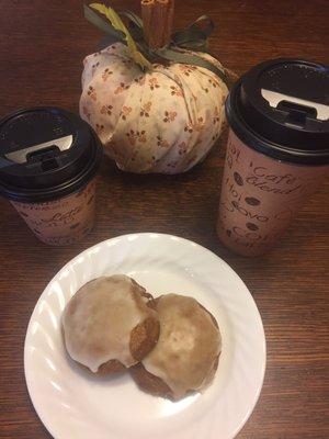 Coffee, pumpkin spice latte, pumpkin cookies, fall home decor