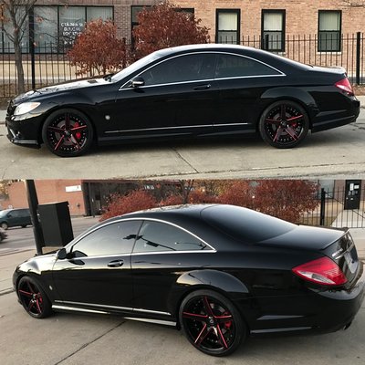 Mercedes-Benz CL550 on 20 inch Staggered offset Marquis wheels.