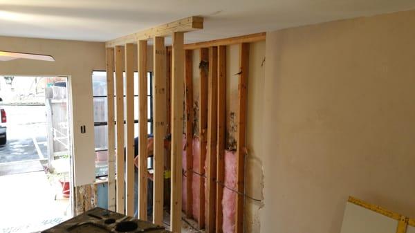 To support the rest of the ceiling well bearing wall is being removed