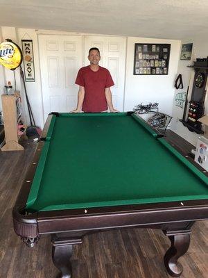 Tim after assembly of my pool table