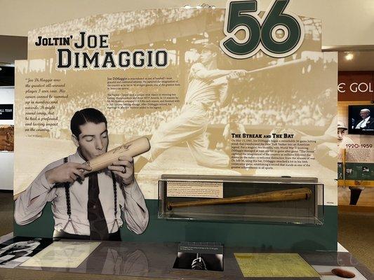 One of the bats used in Dimaggio's streak