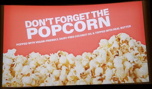 Don't forget the popcorn. You'd think it being vegan would make it super healthy, but I doubt it.