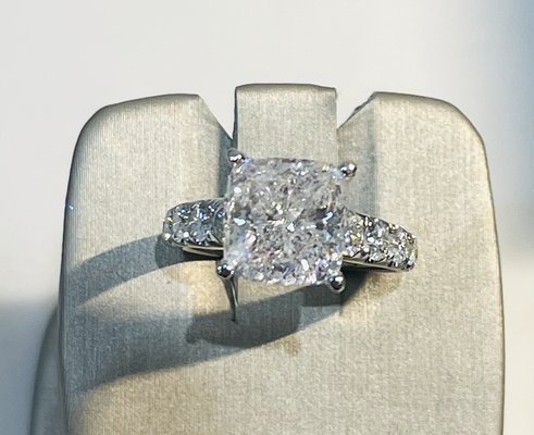 Large cushion cut engagement ring