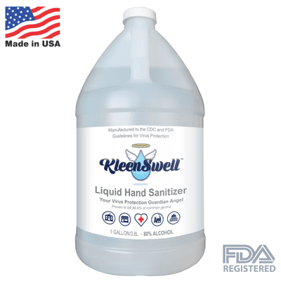 KleenSwell™ Liquid Hand Sanitizer, 80% Alcohol, 1-Gallon Jug, Made In The USA.