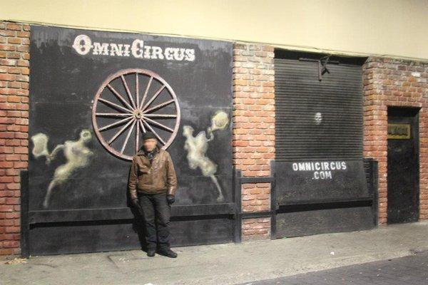 Frank Garvey outside his "OmniCircus."